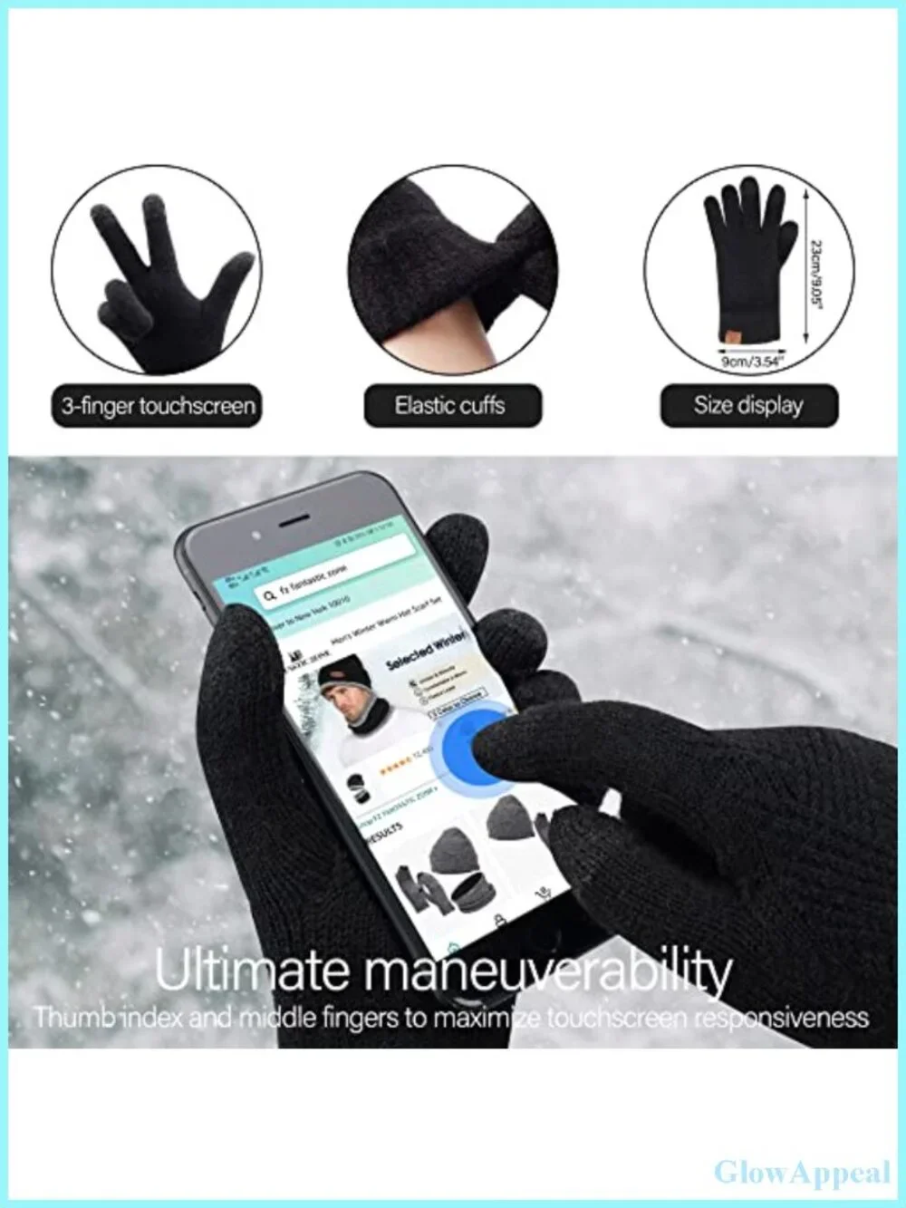 Women's Winter Beanie Hat Scarf Touchscreen Gloves 3-in-1 Knit Set
